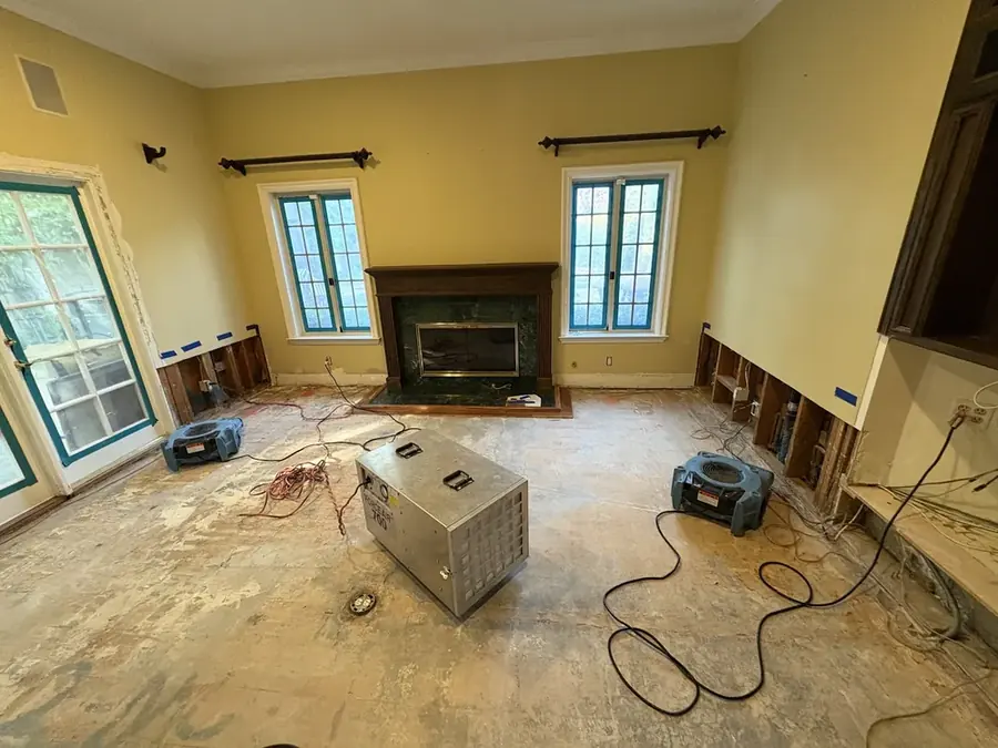 A water-stained ceiling from a leak in a Riverton, NJ home
